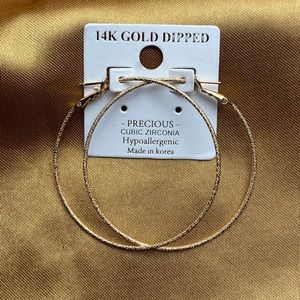 14k Gold Dipped Hypoallergenic Delicate Textured Metal Hoop Earring Set